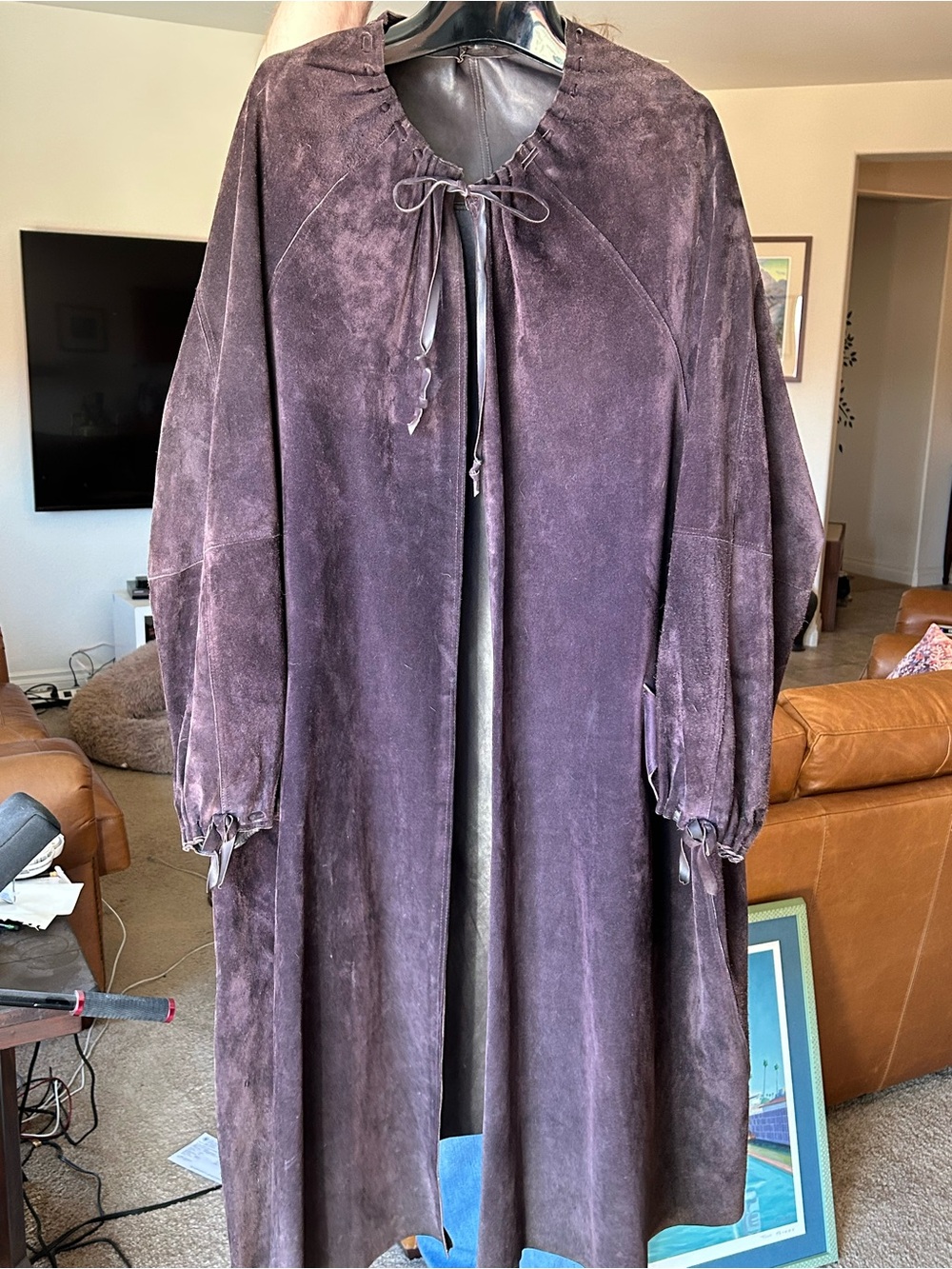 Vintage 1970s Jean Patou Suede Long Cape